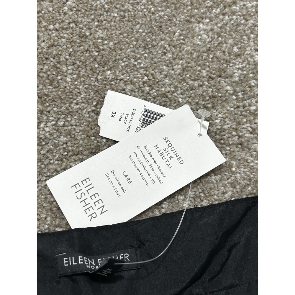 Eileen Fisher Women's 3X Black Silk Satin  Beaded Tank Top Special Occasion - Picture 4 of 10